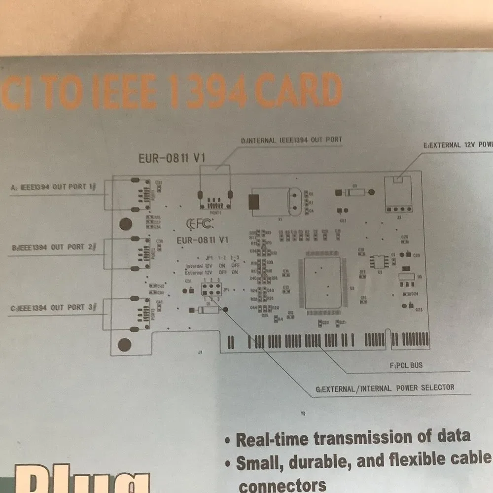 Plug & Play PCI to IEEE 1394 CARD NIB Interface card PCI Bus Cable Ulead Video‎